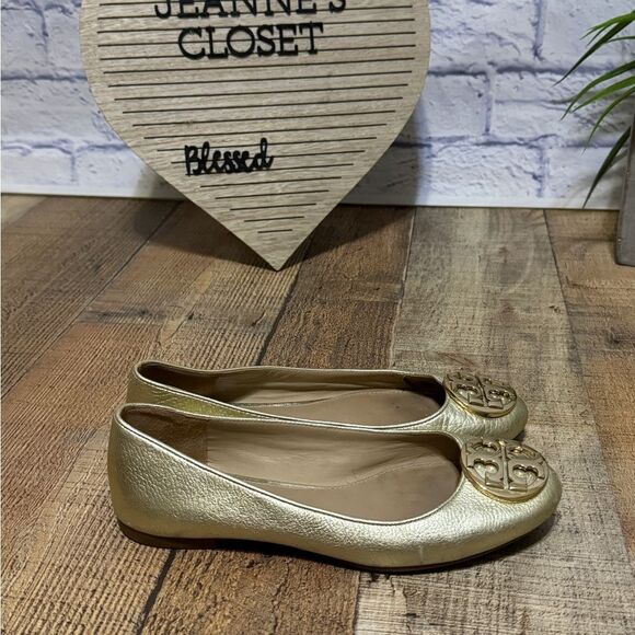 Tory Burch - Claire Metallic Tumbled Leather Ballet Flats Spark Gold 5.5 - Picture 14 of 14